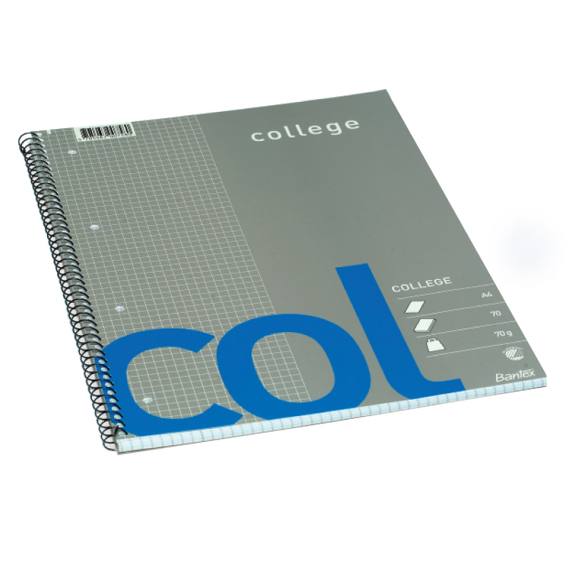 Klade ar spirāli BANTEX College, A4 formāts, 70 lapas, rūtiņu