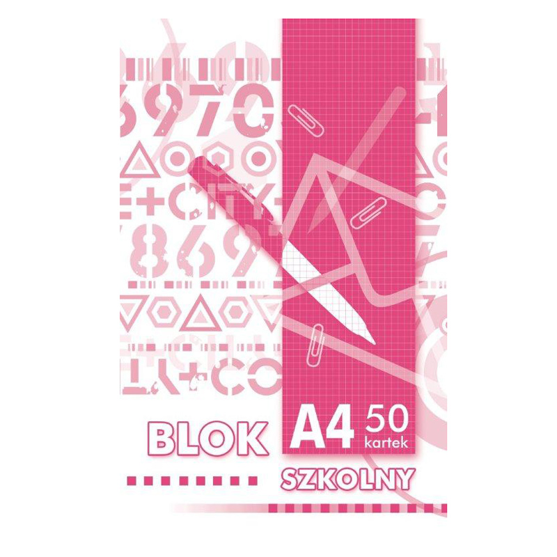 Piezīmju papīra bloks Kreska, līmēts, A4/50 lpp, bez caurumiem, rūtiņu