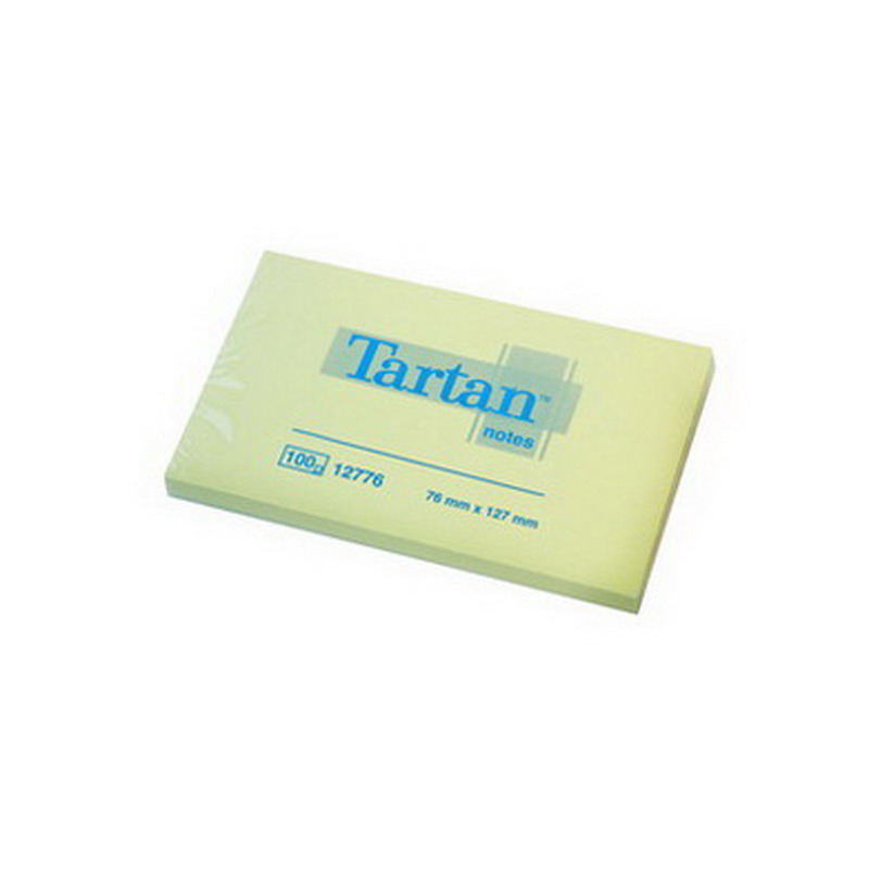 Piezīmju līmlapiņas TARTAN ar izmēru 76x127mm, dzeltenas