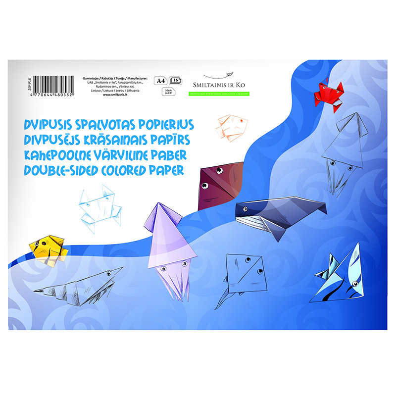 Aplikāciju papīrs SMLT A4, divpusīgs, 16 lapas, assorti, 80g/m2