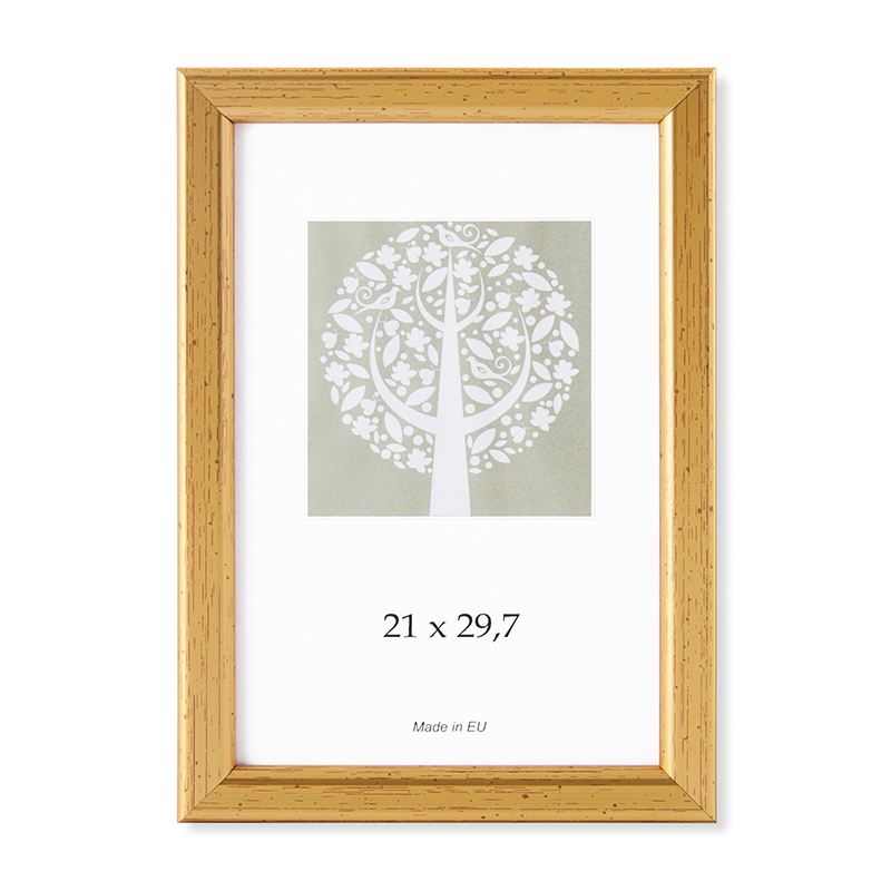 Foto rāmis, plastmasas, A4, 21x29,7 cm, zelta krāsā