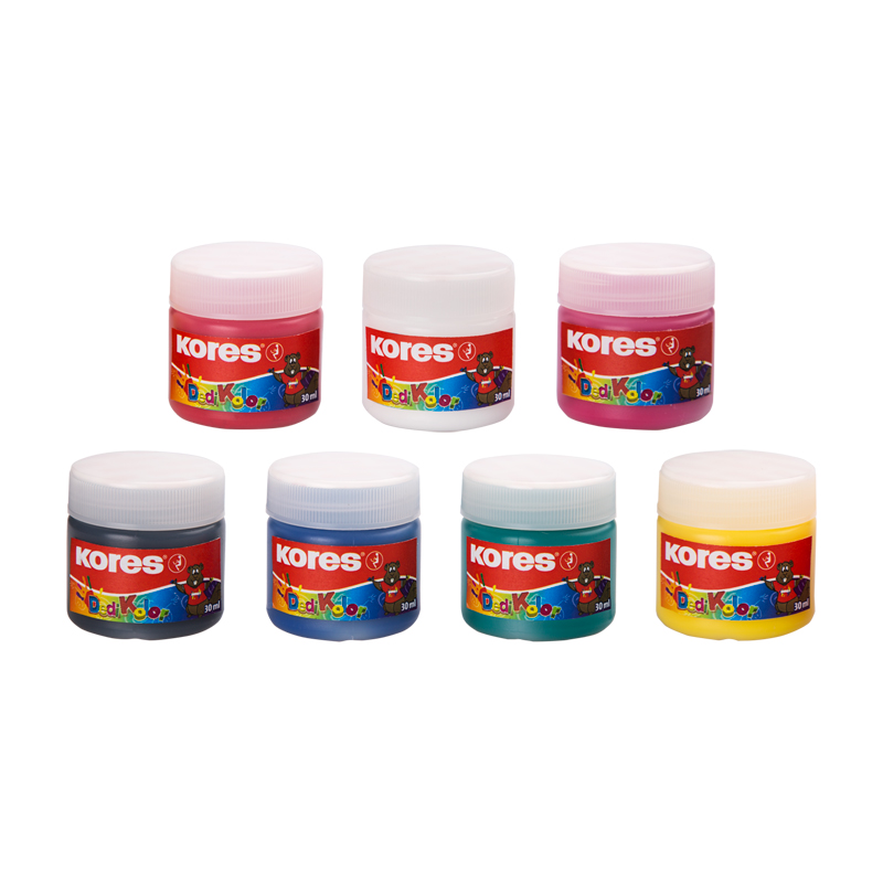 Pirkstiņkrāsu komplekts KORES DEDI KOLOR 6+1, 30 ml, 7 krāsas