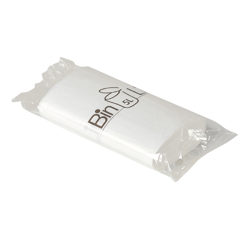 Atkritumu maisi BINLINE, tilpums 5L, 20 gab., 10 mkr, 340 x 400 mm, LDPE, baltā krāsā