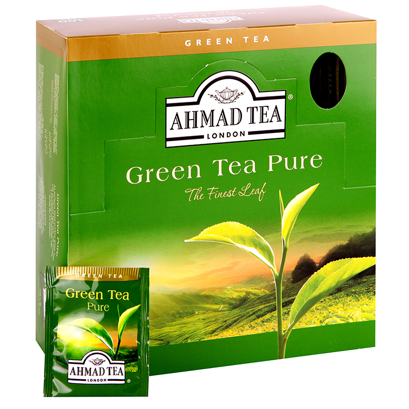 Zaļā tēja AHMAD Alu GREEN PURE, 100 maisiņi paciņā