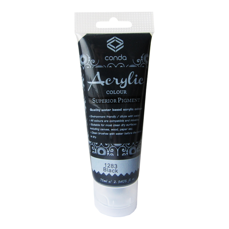 Akrila krāsa, 75ml, 1283 melna (Ivory Black)